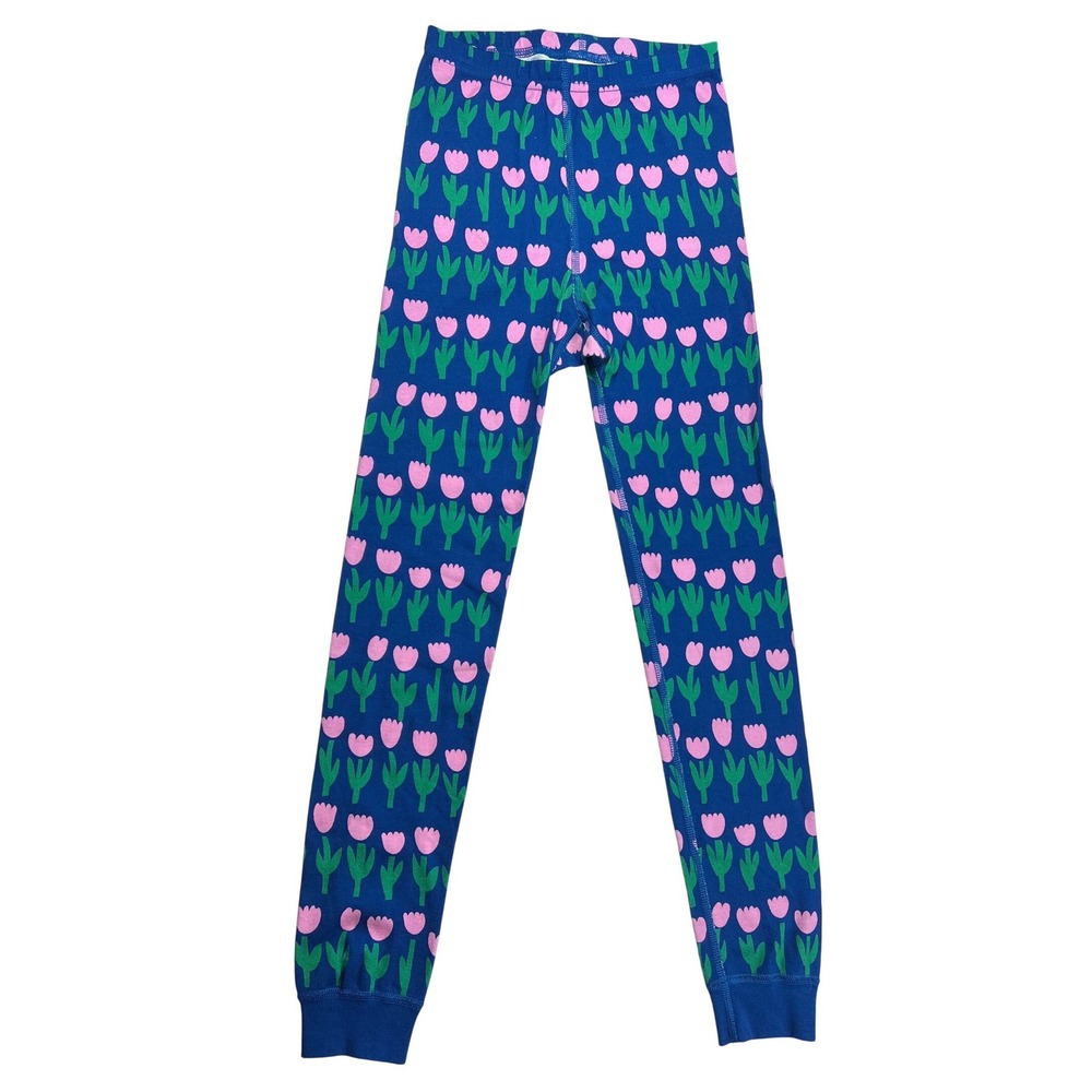 Hanna Andersson Pajama Pants Size 8 Blue Pink Tulip Organic Cotton Leggings